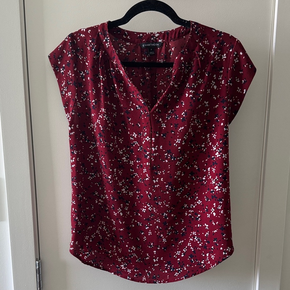 Chic Burgundy Floral Blouse